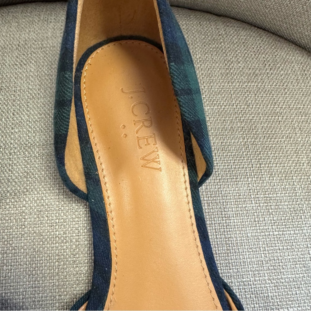J. Crew Winter Holiday Plaid D'Orsay Flats. Size 6 - Picture 6 of 11